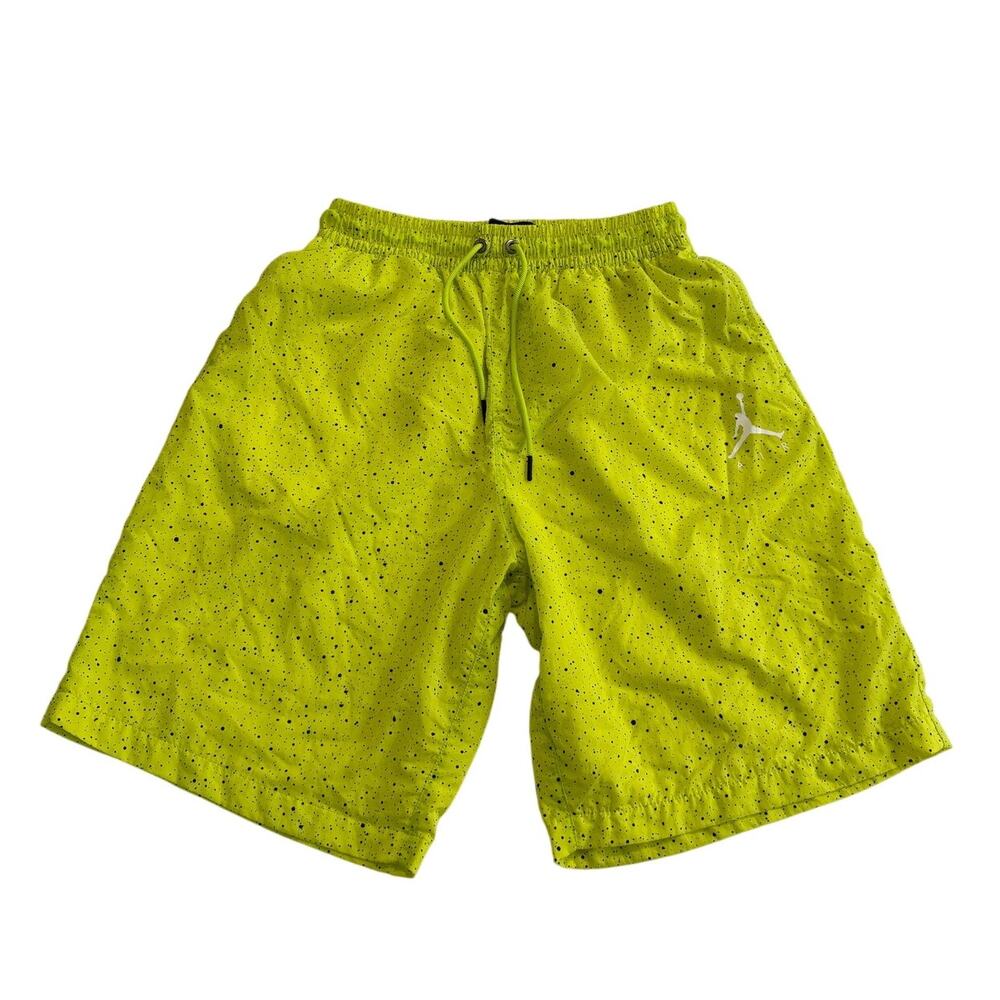 Nike Air Jordan Neon Yellow Swim Trunks Mens Large Black Dots